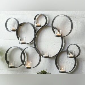 Brushed Silver semi black METAL Wall Candle Holder
